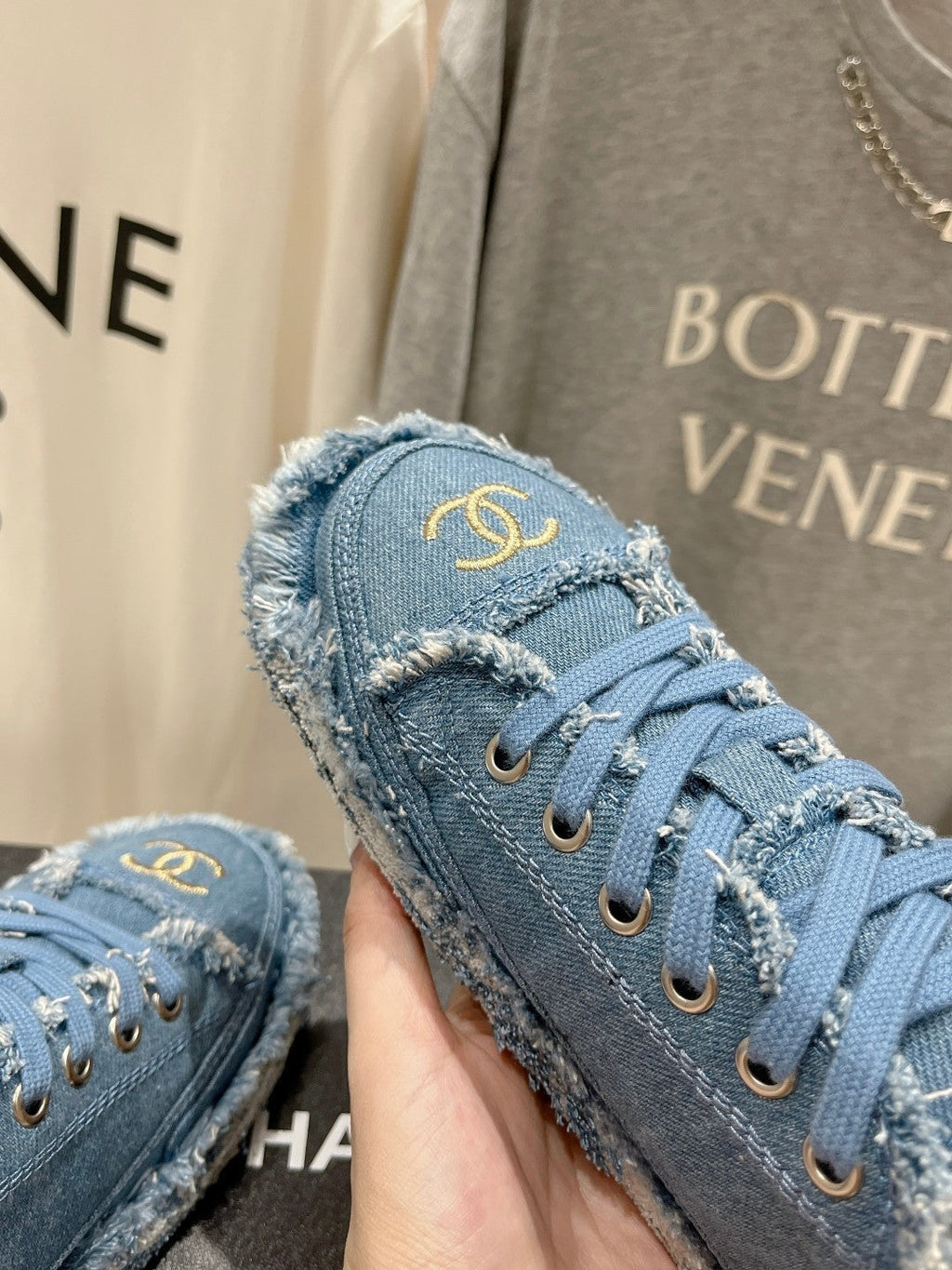 CHANEL SNEAKER SKY BLUE DENIM FABRIC