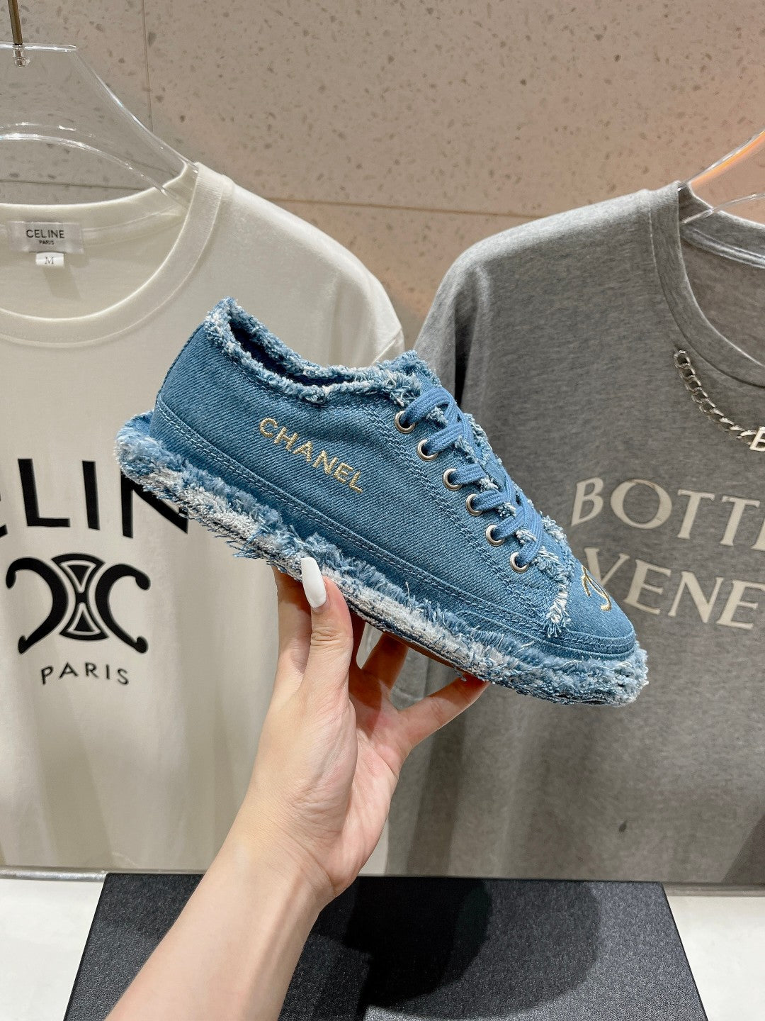 CHANEL SNEAKER SKY BLUE DENIM FABRIC