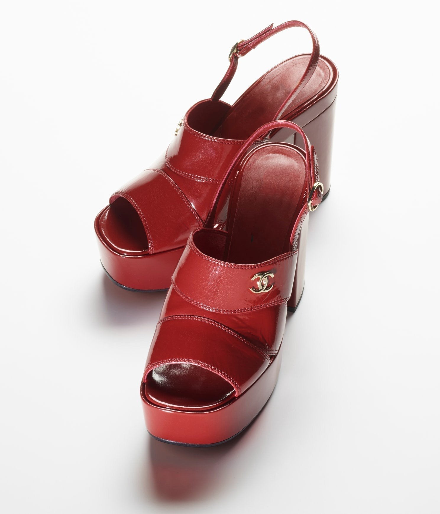 CHANEL SANDALS DARK RED CRUMPLED LAMBKSIN