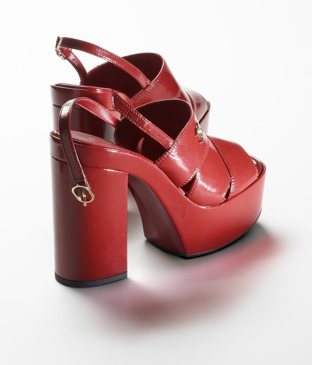 CHANEL SANDALS DARK RED CRUMPLED LAMBKSIN
